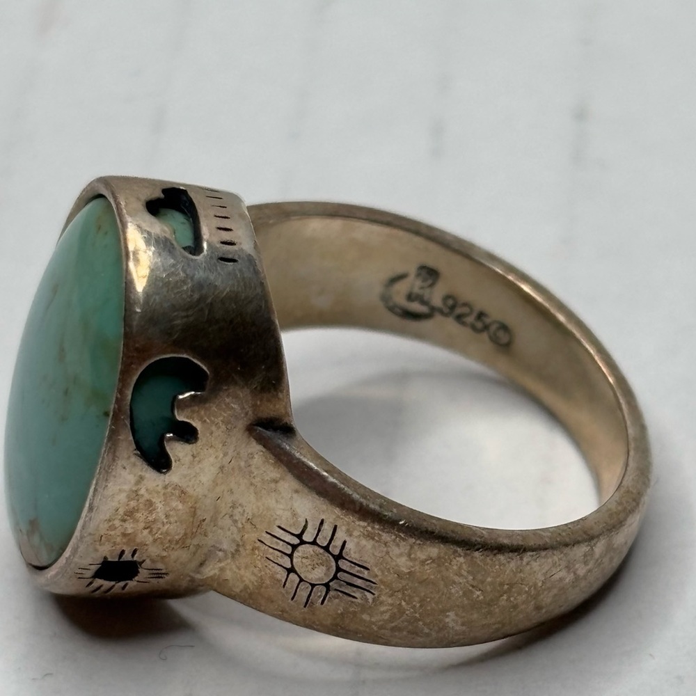 Price is firm CAROLYN POLLACK Vintage Sterling Silver Turquoise Ring Size 7 - Picture 5 of 9
